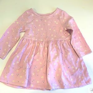 Cat&Jack long sleeve cotton dress lavendar with flowers 18m